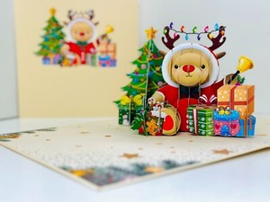Origami Pop Cards Grumpy Rudolph The Red Nosed Reindeer 3D Pop Up Greeting Card