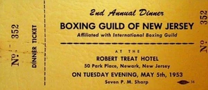 Boxing Guild of New Jersey Dinner Banquet Ticket Unused 1953 - Picture 1 of 1