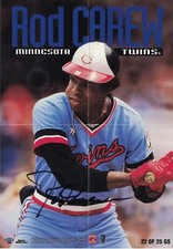 SIGNED 1998 Rod Carew Fleer #22 Mini Poster 5x7 Photo Autograph Minnesota Twins