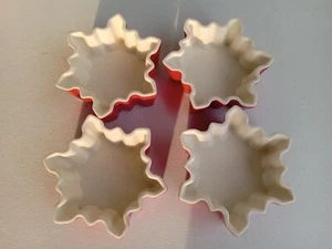 Crate & Barrel Red Snowflake Shape Bowl Dish Ceramic Ramekin Red Christmas X4 - Picture 1 of 2
