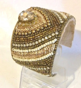 Stunning NEW Crystal Glass & Seed Beads Cuff Bracelet 52 mm - Picture 1 of 3