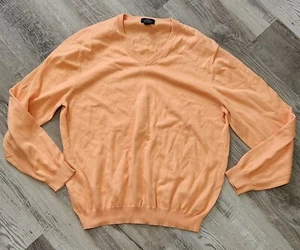 Brooks Brothers Sweater Supima Cotton Orange V Necl Extra Large Xl - Picture 1 of 5