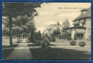 Scene Around Elizabeth New Jersey nj Street Scene sidewalk postcard - Picture 1 of 2