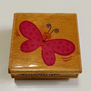 Sarah Beise Wood Rubber Stamp Butterfly 2x2 inch - Picture 1 of 3
