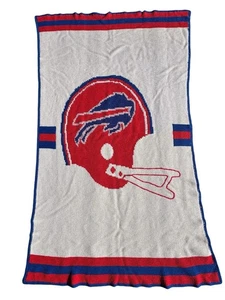 Vintage Buffalo Bills NFL Handmade Crocheted Blanket Throw 39”x69” - Picture 1 of 8