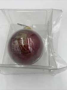 Elon University Maroon Round Ball Christmas Ornament Red Gold BK - Picture 1 of 8