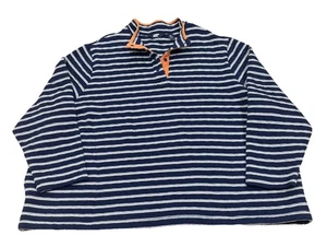 Lands End Quilted Snap Neck Pullover Size 3X Blue Sweatshirt Casual Nautical - Picture 1 of 12
