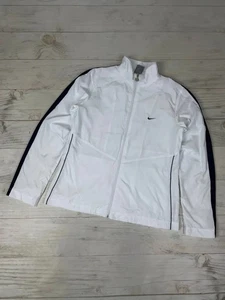 Vintage Nike Track Jacket Nylon Striped 00s Swoosh Men Size S White - Picture 1 of 14