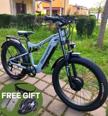 26英寸双电机电动脂肪轮胎自行车48伏30MPH山地车越野成人电动自行车 — 第 1/4 张图片