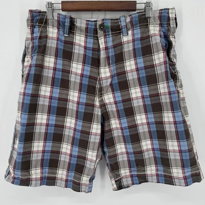 Pantalones Cortos A Cuadros American Eagle Outfitters Para Hombre Talla 38 Marrón Azul Informal Y2K Carga Foto 1 de 4
