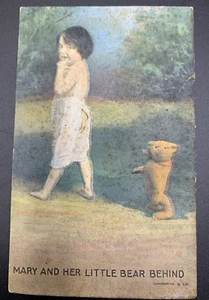 Vintage Post Card "Mary With Her Little Bear Behind" Bamforth NY 1907 Litho - Picture 1 of 6
