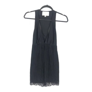 7 For All Mankind Womens Size Small Black Silk Lace Racer Back Sleeveless Blouse - Picture 1 of 3
