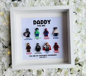 Dad Daddy Superhero Minifigures Personalised Gift Frame (8 Fathers Day) - Picture 1 of 8