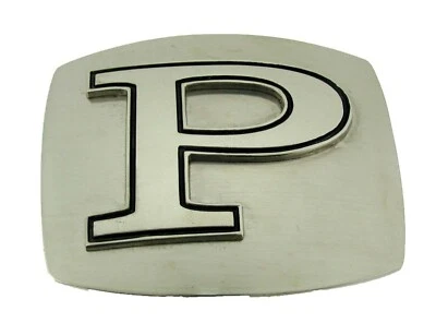 Initial Letter P Belt Buckle Western Rodeo Texas Style Silver Plain Finished New - Image 1 of 2
