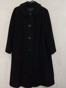 Vtg 60s Cashmere Coat Long Black Women S/M Dress Overcoat A Line Hand Tailored - Picture 1 of 18
