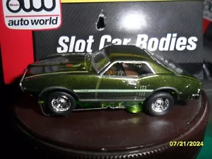 68 FIREBIRD DK GREEN , ULTRA G CHASSIS HO Slot Car CHROME RIMS NEW TIRES - Picture 1 of 6