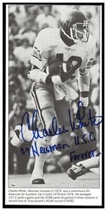CHARLES WHITE USC TROJANS AUTO SIGNED PHOTO 7 1/2 x 3 1/2 HEISMAN TROPHY 1979 - Picture 1 of 2