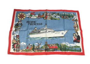 Vintage Pacific Princess Kreuzfahrt dekoratives 29”x18,5” irisches Leinen neu - Bild 1 von 3