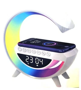 BT Smart G Lamp Wireless Mobile Charging Speaker Alarm Clock Bluetooth & Light - Picture 1 of 7
