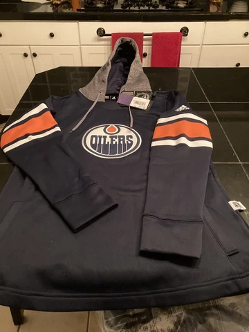 WOMENS EDMONTON OILERS NHL ADIDAS SQUAD PULLOVER HOODIE MEDIUM NWT $90 Cover