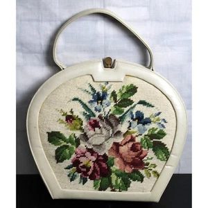 Cartera/bolso floral grande vintage años 50 a punta de aguja - Original de Caprice - Imagen 1 de 10