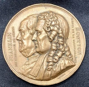 1833 SOCIETY MONTYON AND FRANKLIN BRONZEMEDAILLE 1,6 ZOLL FRANZÖSISCHE FREIMAURERBAR v/g - Bild 1 von 4