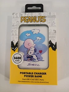 Peanuts Charlie Brown & Snoopy Portable Charger Power Bank -  3600 mAH - NIB - Picture 1 of 3