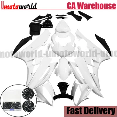 Fairing Kit +Bolts For Yamaha YZF R6 2006-2007 Unpainted ABS Injection Bodywork Foto 1 de 4