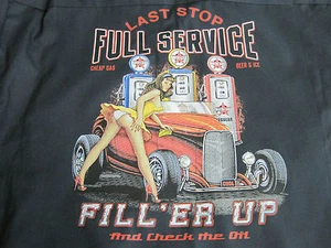 Last Stop Full Service Filler Up Hot Rod Girl Gas Pumps Sleeveless T Shirt - Picture 1 of 2