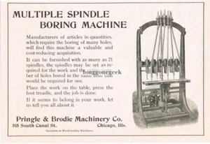 1915 Pringle & Brodie Machinery Co. Boring Machine Woodworking Chicago Print Ad - Picture 1 of 1
