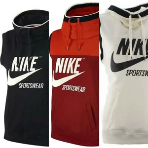 Womens's Nike Sportswear Sleeveless Archive Hoodie Black Red White [855705] - Picture 1 of 8