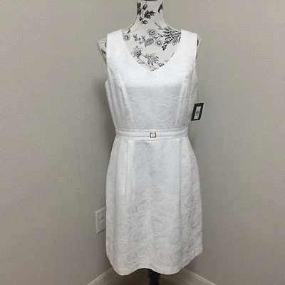 Vestido Ellen Tracy Plisado Sin Mangas con Bolsillos Laterales Óptico Blanco talla 8 Nuevo con Etiquetas Foto 1 de 4