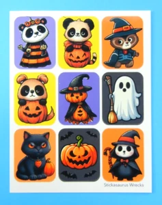 Halloween Dress Up Animals Square Stickers Sheet - Picture 1 of 3