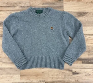 Vintage Lauren Ralph Lauren Lambswool Sweater With Crest Youth Boys M Blue/Green - Picture 1 of 5
