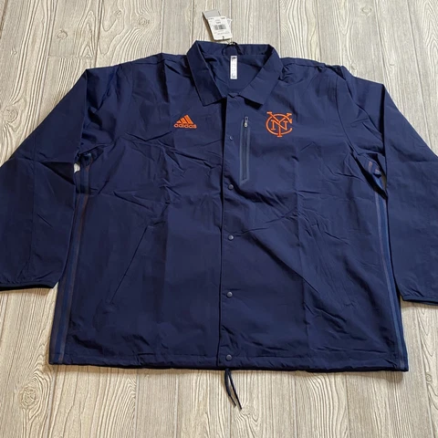 Adidas NYC FC Full Snap ATM Jacket Mens XXL Navy Lined NWT New York City FC MLS Cover