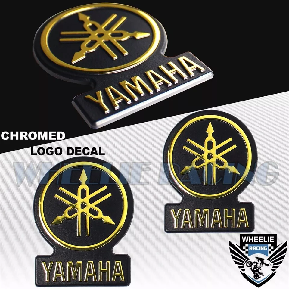 X2 3.25" 3D YAMAHA BRUSHED ALUMINUM EMBLEM DECAL LOGO+LETTER FENDER STICKER GOLD - Image 1 of 1