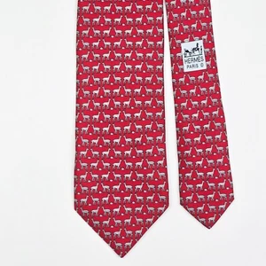 Corbata HERMES TIE 605920 SA Alpaca sobre Seda Roja - Imagen 1 de 6