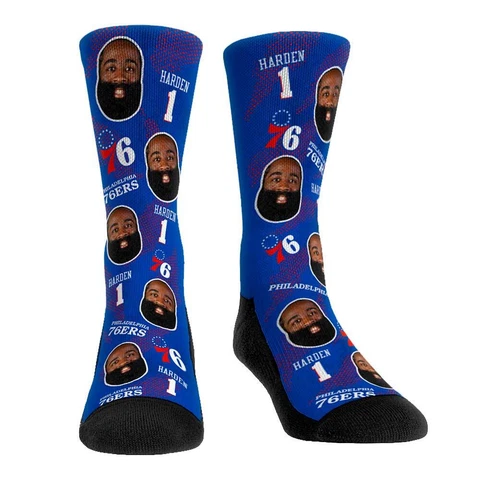 Men's Rock 'Em Socks James Harden Philadelphia 76ers Player Allover Crew Socks Cover