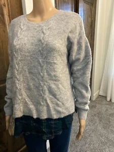 Stitches & Stripes Gray Crew Neck Sweater attached Blouse Size M - NWT - 037 - Picture 1 of 5