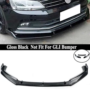 Glossy Black Front Bumper Lip Spoiler Splitter Kit For VW Jetta MK6.5 2015-2018 - Picture 1 of 7