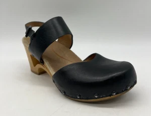 Dansko Thea Black Leather Closed Toe Sandals Heels Size 38 EU / 7.5-8 US - Picture 1 of 24