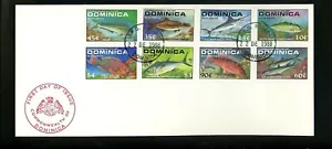 Postal History FDC #1136-1143 Dominica 1988 fish wildlife - Picture 1 of 2