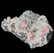 Rare American Rhodochrosite Crystals with Quartz On Matrix Mineral Specimen, 