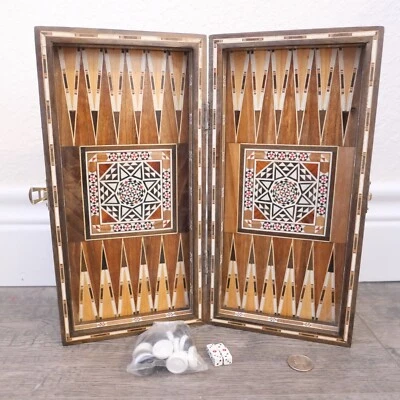 Backgammon Set / Chess Board Handmade Wood Inlay !!! 12" X12" Inches - Image 1 of 4