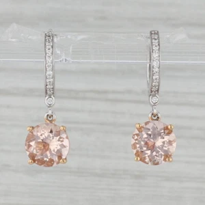 Nuevo 3.60ctw Morganita Gota Pendientes Lazada Diamante 18k Blanco Oro Amarillo - Imagen 1 de 6