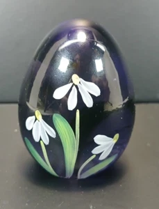 Vintage Fenton Glass Hand Painted Purple Paperweight Egg - Picture 1 of 6