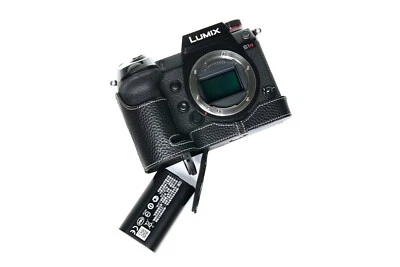 Genuine Real Leather Half Camera Case Bag Cover for Panasonic S1 S1R - Image 1 of 4