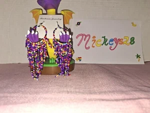 Nagelneue, nie getragene Boho Hippie bunte Perlen Creolen Fransen Ohrringe 5 cm - Bild 1 von 1