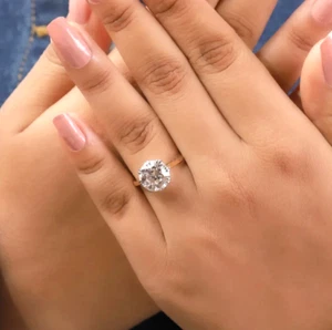 Old European Cut IGI Lab Created Diamond Ring 2.00 Ct Round 14K Multi Tone Gold - Picture 1 of 8