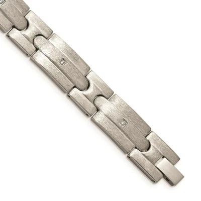 Stainless Steel Brushed CZs Bracelet - Image 1 of 4